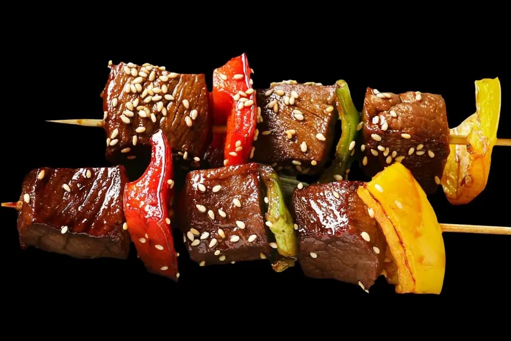 Two Japanese barbecue skewers.